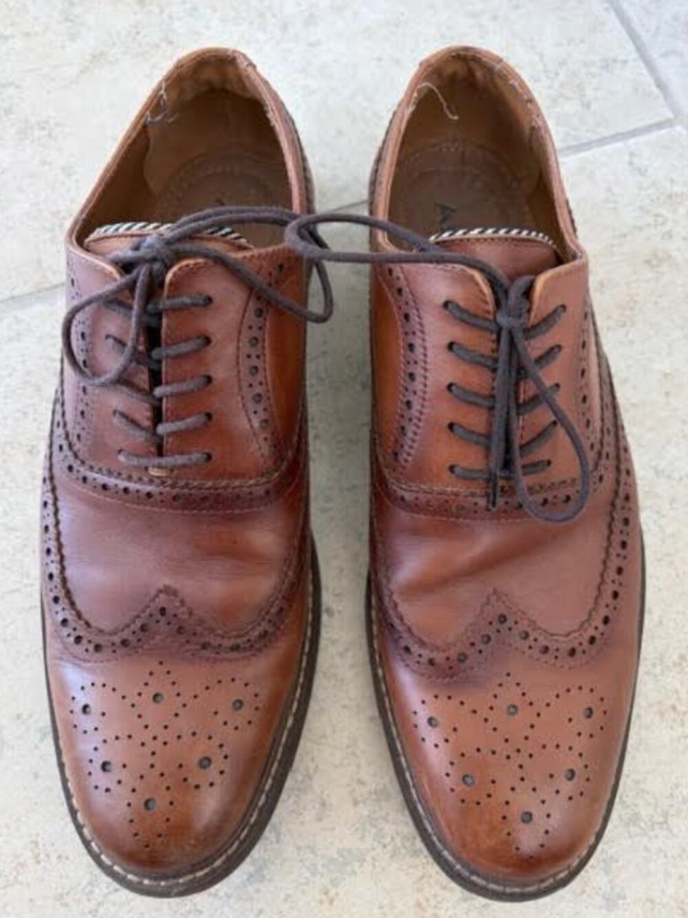 ALDO Men's Asoecia Cognac Oxford Dress Shoe Size 8 Brown Tan (worn once if that)